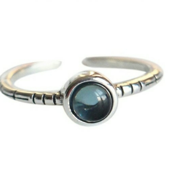 Boutique Other - NEW 925 Sterling Silver Adjustable Blue Opal Ring